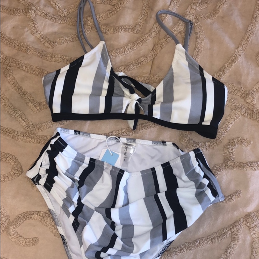 striped cupshe two piece